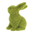thumbnail image 1 of Decoración de conejo de Pascua con musgo, estatua de conejo flocado, hermosa decoración de escritorio, 1 of 6