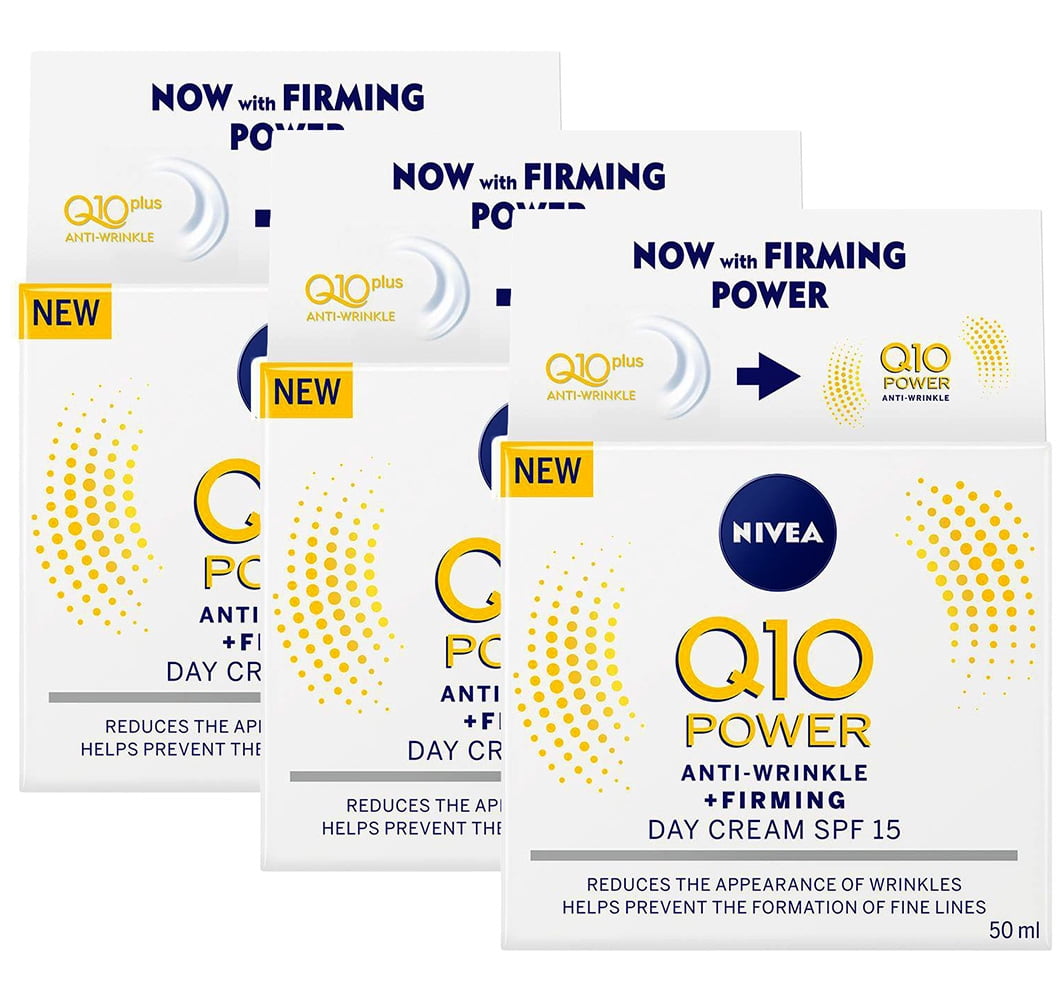 NIVEA Q10 Plus Anti-Wrinkle with SPF 15 Day Care Cream 50 ml (1.69 oz) - Pack of 3