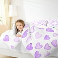 thumbnail image 5 of Manfei Cartoon Heart Pattern Full Size Comforter Sets,Girl Cute Loves Bedding Comforter Set,Purple White Bedding Sets For Girls Teens,Microfiber Bedroom Decor Reversible,3 Pieces, 5 of 9