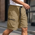 thumbnail image 3 of GSPCLAM Mens Plus Size Shorts Stretchy Summer Quick Dry Roomy Solid Classic Drawstring Elastic Waist with Zipper Pockets Athleisure Soft Shorts for Running Coffee XXL, 3 of 7