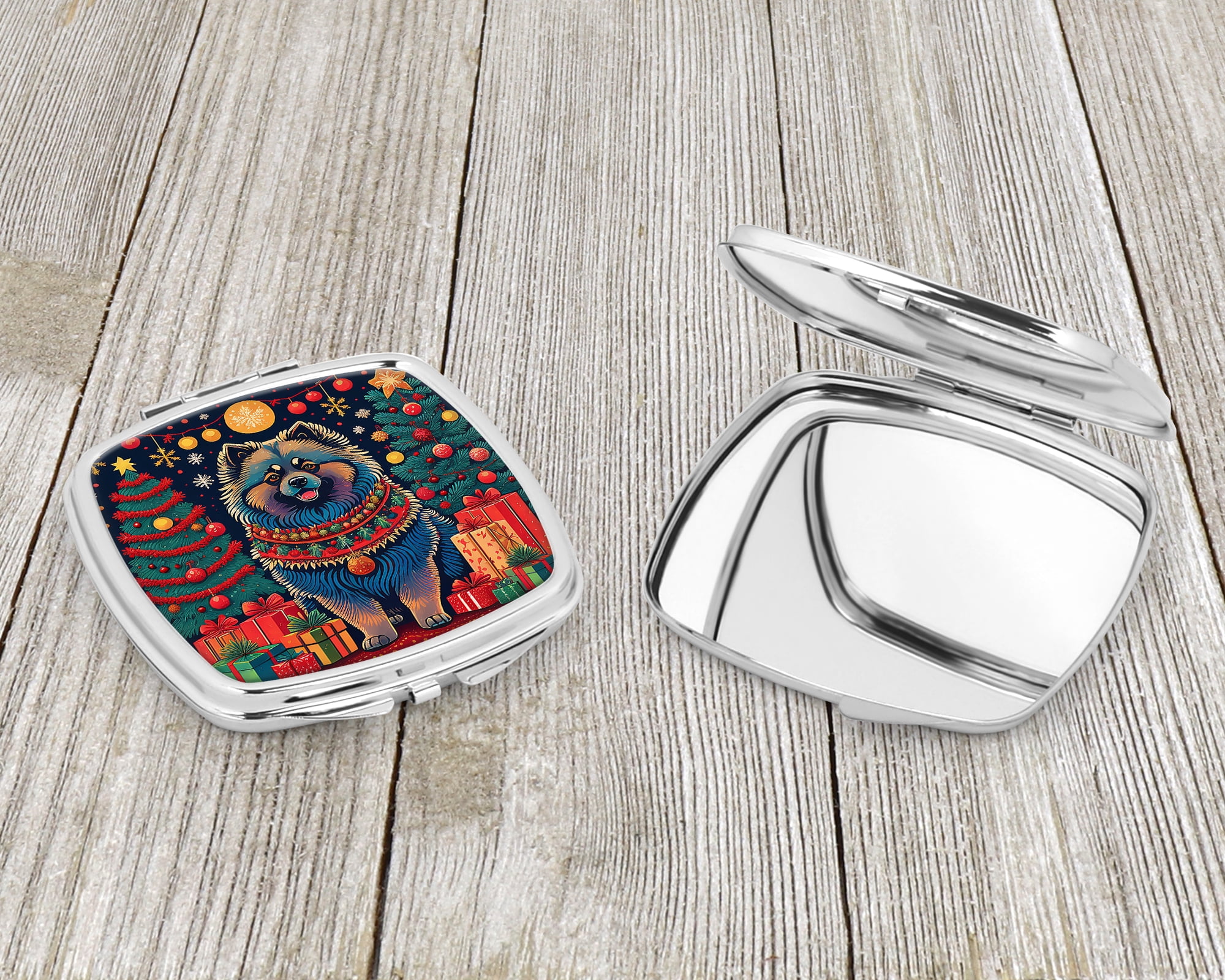 Keeshond Christmas Compact Mirror 2.75 in x 3 in