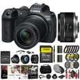 thumbnail image 1 of Canon EOS R7 Mirrorless Camera with 18-150mm Lens 5137C009 Canon 16mm Lens 5051C002 Sony 64GB TOUGH SD Card Filter Kit Wide Angle Lens Telephoto Lens Color Filter Kit International Model, 1 of 8
