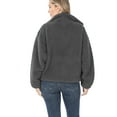 thumbnail image 4 of Women's Drawstring Hem Zipper Front Mock Neck Fleece Cotton Candy Sherpa Jacket with Pockets, 4 of 6