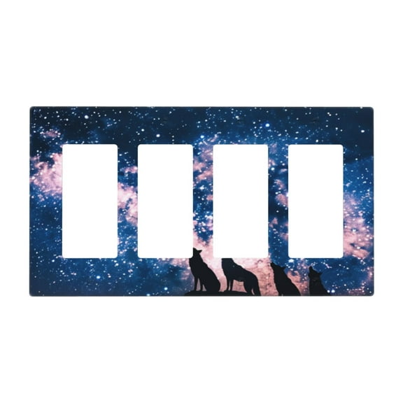 Wolfs Switch Cover Decorative Wall Plate / 4-Gang 4-Decor / Standard Size 4.5x8 in