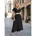 thumbnail image 5 of Weardear 2 Piece Skirt Sets for Women Outfits V Neck Puff Short Sleeve Crop Top and Flowy Maxi Skirt Set with Pockets, 5 of 7