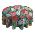 thumbnail image 4 of Pioneer Flower Floral Print Pattern Round Tablecloth 60"x60",Wrinkle Wipeable Table Cloth for Kitchen Dining Room Picnic Patio Party, 4 of 6