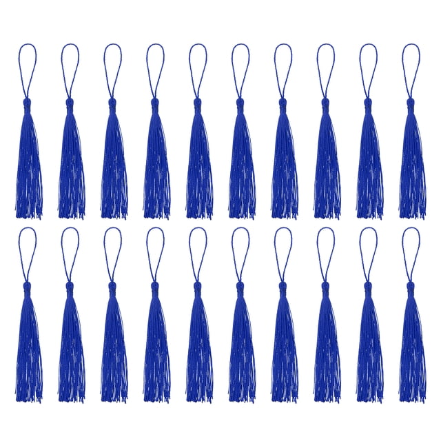 Uxcell 20Pack 5" Silky Bookmark Tassels with Loop for DIY Craft Accessory, Dark Blue