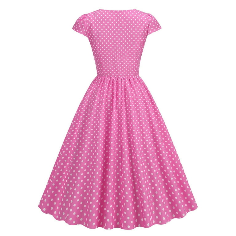 Xihbxyly Retro Dresses for Women Women's Square Neck Wrap Sleeve Short  Sleeve Printed Vintage Style Dresses Party Midi Dress - Walmart.com