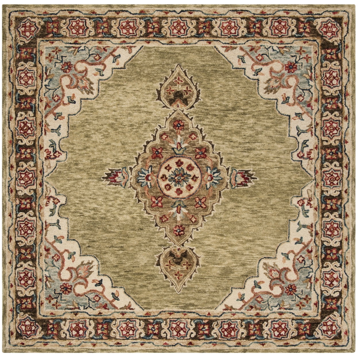 SAFAVIEH Aspen Emilija Southwestern Wool Runner Rug, Sage/Brown, 2'3" x 7'