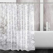KZUXUN PEVA Shower Curtain Liner Semi-Transparent Waterproof for Bathroom with 12 Metal Hooks 72x72 Inches - 5G Dandelion