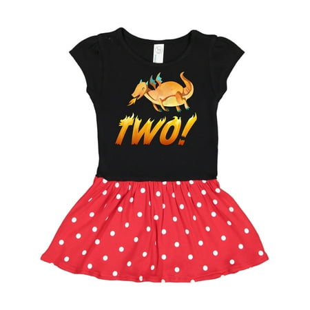 

Inktastic 2 Second Birthday Orange Dragon Breathing Fire Gift Toddler Girl Dress