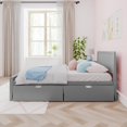 thumbnail image 2 of Max & Lily Full Size Bed Frame with Storage Drawers, Solid Wood Platform Bed for Kids, Grey, 2 of 8