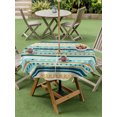 thumbnail image 5 of Outdoor Tablecloth with Umbrella Hole Zipper 250 Anniversary Round Tablecloth 60" Waterproof Outside Table Cloth Independence Day Striped Green Boho Floral Patio Table Cover Tablecloths for Picnic, 5 of 8
