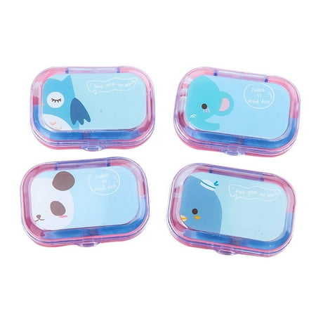 Portable Container Travel Cartoon Mirror Contact Lens Case Storage Box Eye Care BLUE