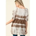 thumbnail image 4 of Mint Plus Pink - Linen Handmade Tie Dye V Neck Short Sleeve Top | Made in USA, 4 of 5