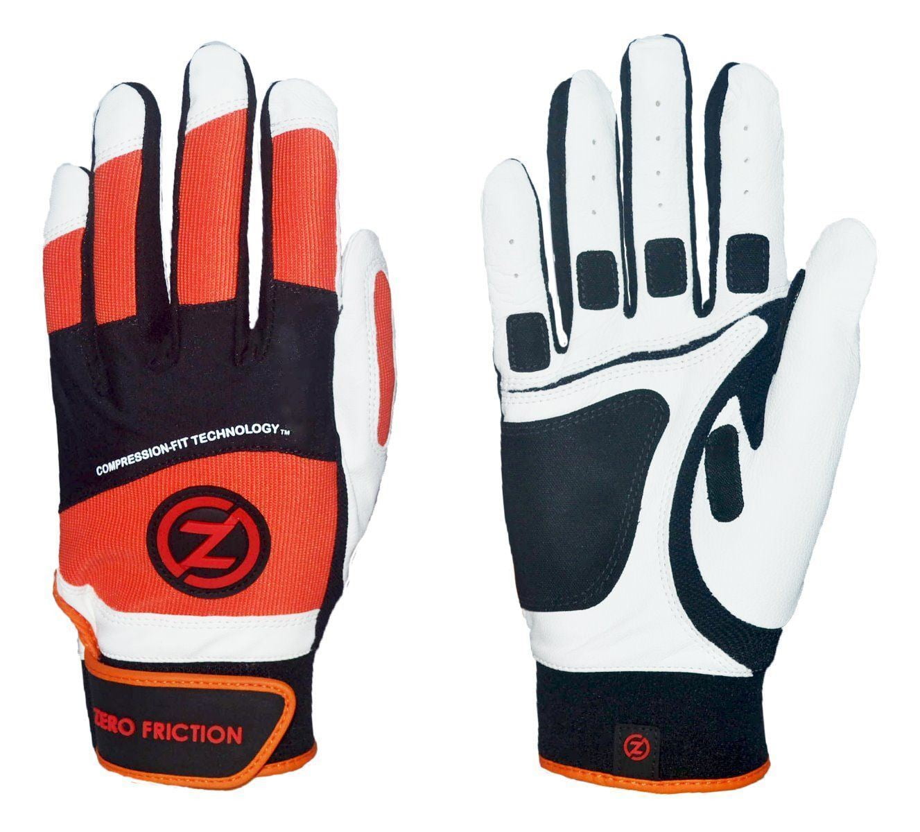 Zero Friction Men's Cabretta Batting Gloves, Orange