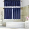 thumbnail image 7 of Haperlare 30"Wx36"L Navy Blue Cafe Curtains Waffle Farmhouse Curtain Light Filtering Waterproof Window Covering Curtain for Kitchen, Set of 2, 7 of 7