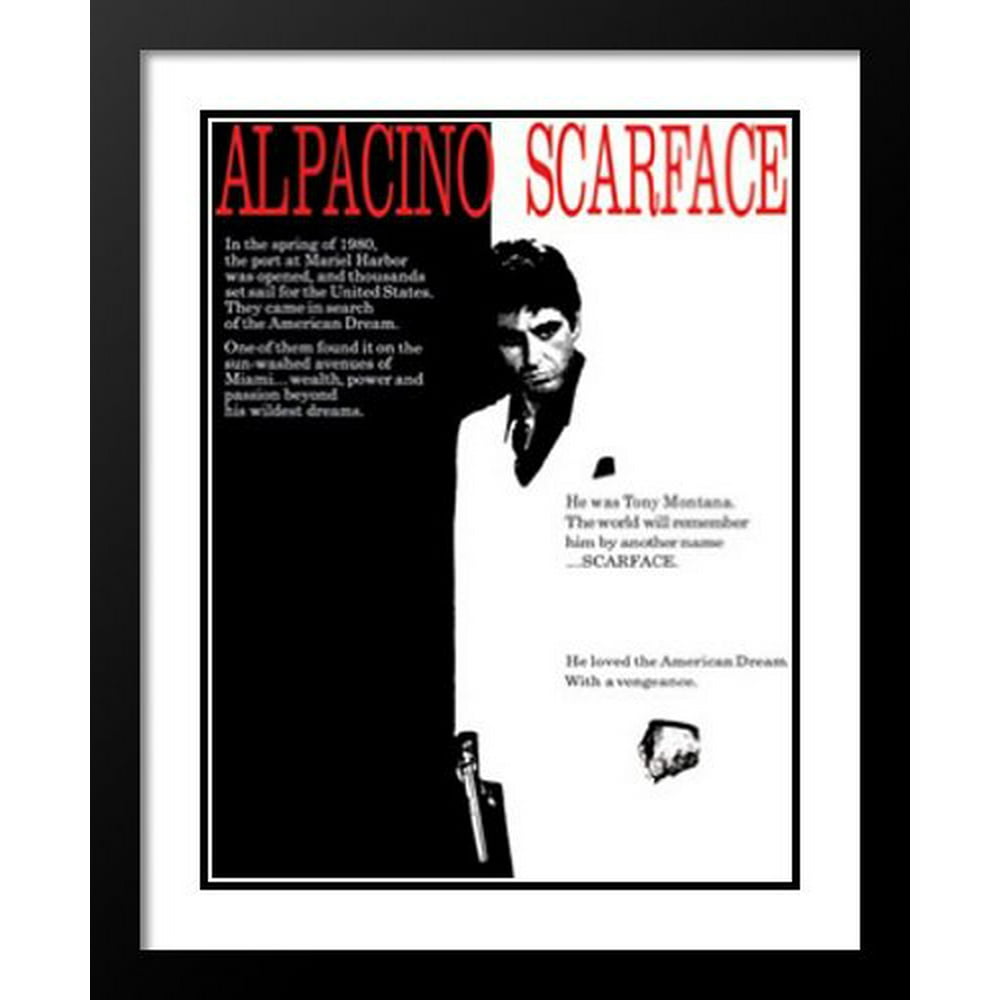 FrameToWall Scarface Movie Poster 28x40 Framed and Double Matted Art