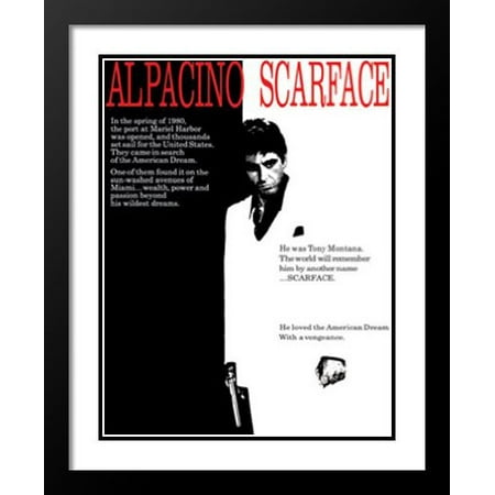 28x40 Poster - FrameToWall - Scarface Movie Poster 28x40 Framed and Double Matted Art Print.