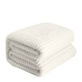 thumbnail image 2 of Soft Blanket Fluffy Blanket Super Soft Fleece Throw Blanket Twin, Fuzzy Plush Flannel Throw, Warm Cozy Ribbed Microfiber Blanket for Sofa Couch Bed, Lightweight Striped Blanket, 40" x 60" White, 2 of 7