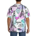thumbnail image 6 of Picia Eiffel Tower and Hearts Men's Linen Shirts Short Sleeve Cuban Beach Shirts Casual Shirts Button Down Shirt for Men Beach Summer Wedding Shirt-Large, 6 of 7