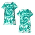 thumbnail image 4 of Blue Tie Dye Hippie Women'S Nightgown Sleepwear Short Sleeves Nightshirt Loose Comfy Pajama Large, 4 of 8
