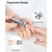 BEZOX Nail Clippers with Metal Nail File - Toenail Clipper for Thick Nails, Finger Nails Clipper for Adult, Wide Open Jaw Nail Cutters Trimmers - Silver