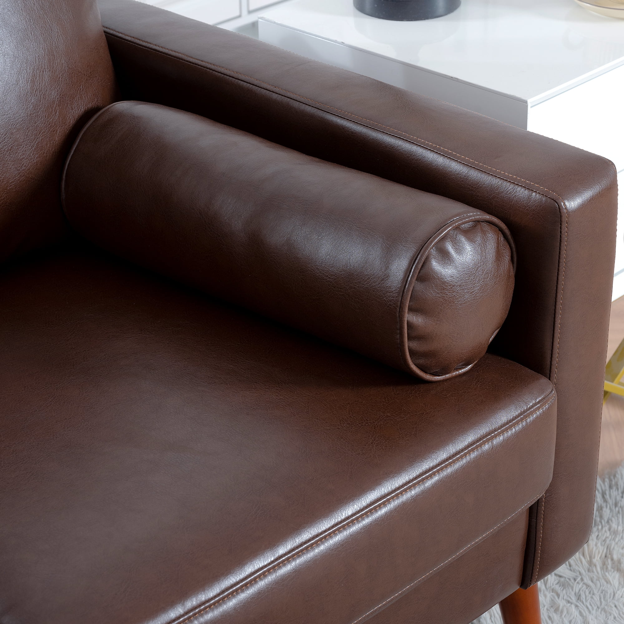 YYAo Extra Deep Filled Sofa, Upholstered Futon with Armrests and Legs for Living Room, Apartment, Brown YYAo Extra Deep Filled Sofa, Upholstered Futon with Armrests and Legs for Living Room, Apartment, Brown