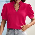 thumbnail image 5 of Yuzhih Womens Tops Dressy Casual V-Neck T-Shirts Loose Puff Short Sleeve Tunic Fashion Business Work Blouses, 5 of 7