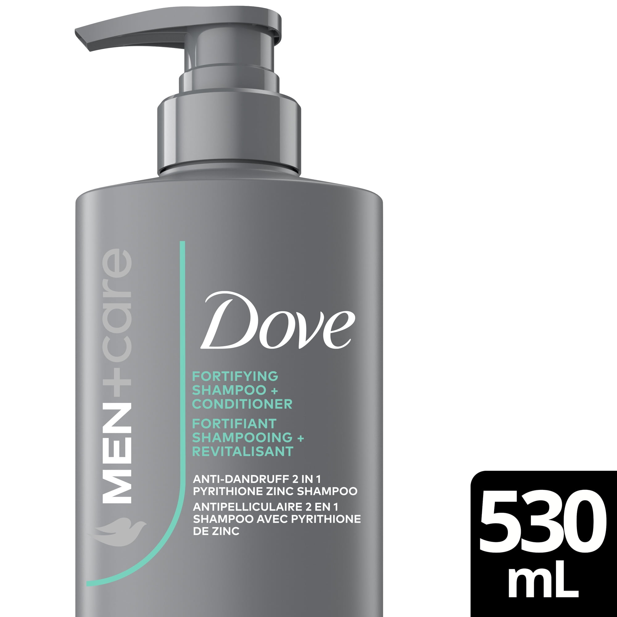 Dove Men+Care Shampooing + Revitalisant 2 en 1 Antipelliculaire Fortifiant, pour un Nettoyage et une Revitalisation Efficaces, avec Pyrithione de Zinc & Menthol
