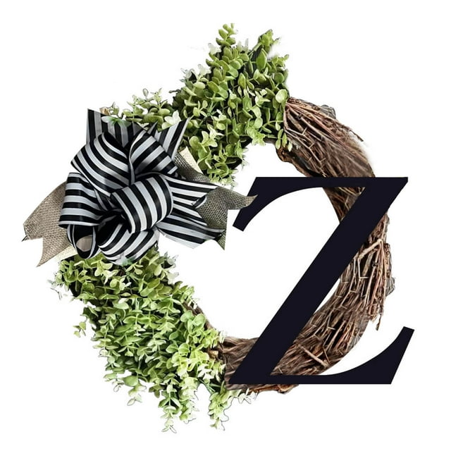 2 Packs 26 Last Name Letters All Year Round Wreaths, For Front Doors, Spring, Fall, Suitable for Wedding Decorations, Home Porches, Farmhouses, Yards, Garden Decorations, Gifts
