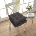 thumbnail image 2 of Cojines de asiento acolchados de color sólido para exteriores/interiores CUTICAT cojines de asiento con mechones 19 x 19 paquete de 4 Gris oscuro, 2 of 4