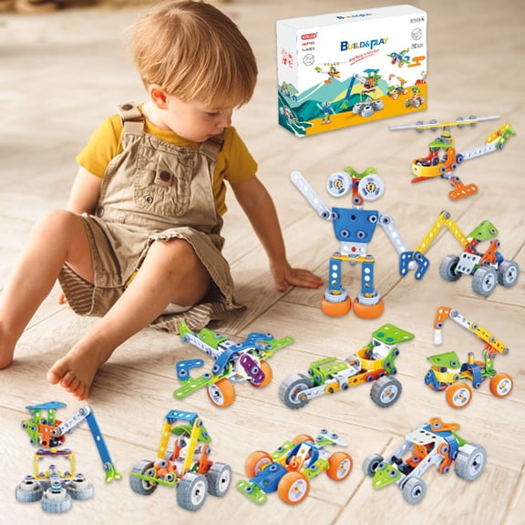 Gifts for Kids! Fwttom Toy Cars, Building Kit Toys Assembly Toys for Boys Robot Kits for Boys 6-12 10 In1 Erector Set for Boys Diy Engineering Toys Gifts for Boy