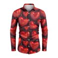 thumbnail image 4 of Fgvctg Long Sleeve Button Down Shirts for Men V Neck Shirts Soft Date Day Love Heart Print Collared Blouses Oversized Business Casual Tops Red M, 4 of 4
