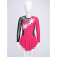 thumbnail image 5 of YEAHDOR Kids Girls Long Sleeve Shiny Rhinestone Mesh Tutu Figure Skating Dress Dancewear Hot Pink-A 14, 5 of 7