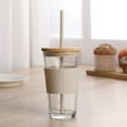 thumbnail image 2 of Mainstays 14.5oz Glass Sipper Beige Glass Cup, 2 of 8