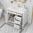 thumbnail image 3 of PORKISS 36" Bathroom Vanity with Ceramic Sink, Freestanding Bathroom Storage Cabinet with Flip-Out Drawer, 3 Drawers and 2 Doors, Wood Bathroom Vanity Cabinet with Gold Hardware, White, 3 of 12