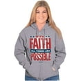 thumbnail image 4 of With Faith All is Possible Christian Zip Up Hoodie Men's Women's Brisco Brands S, 4 of 6