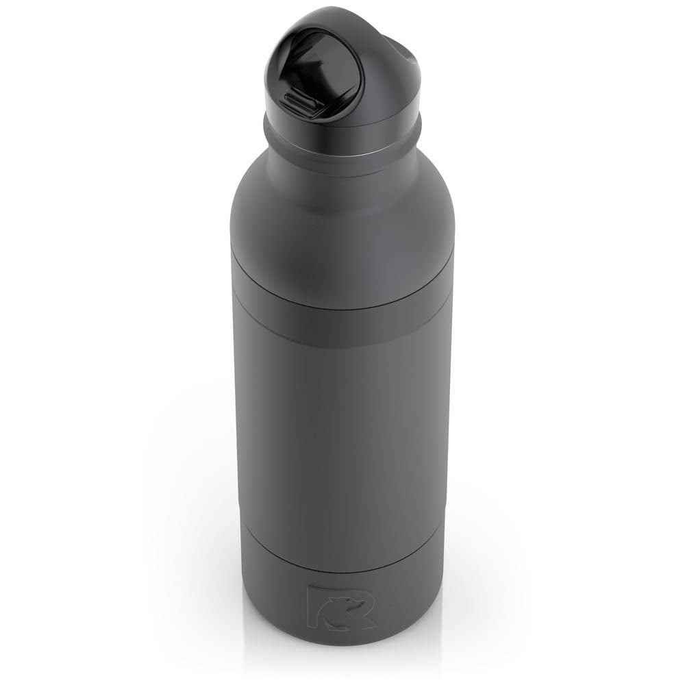 RTIC Bottle Chiller Water Bottle Insulated Cooler for 12oz Glass Soda Bottle or 16oz Aluminum Bottle, Double Wall Vacuum Insulation, Stainless Steel Sweat Proof with Built-In Bottle Opener, Black