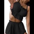 thumbnail image 1 of Conjunto de 2 Piezas para Mujer, Estilo Y2K, con Pantalones Cortos Divididos y Ribete de Encaje, Camisola de Verano y Pijama. Negro M, 1 of 7