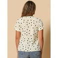 thumbnail image 4 of DARING DIVA V Neck Dots Printed Work Office Blouse Top S Black-Apricot, 4 of 6