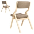 thumbnail image 4 of Porfeet 2Pcs Wooden Folding Chair with Thick Upholstered Cushion, Ergonomic Dining Chairs for Comfort, Supports 350 lbs, Compact Furniture for Dining Rooms Kitchen Wedding Party,Dark Gray, 4 of 9