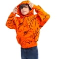 thumbnail image 2 of Kids Orange Safety Full Zip High Visibility Thick Fleece Hooded Sweatshirt Hunting Jacket, Orange Camo,  Large, 2 of 9