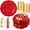 Christmas Red, variant on 175PCS Purple Plastic Plates-Disposable Lavender Plates 25guest Baroque Plastic Dinnerware include 50Plates, 25Pack Pre Rolled Napkins with Silverware 25Cups for Galentines Day&Easter Day