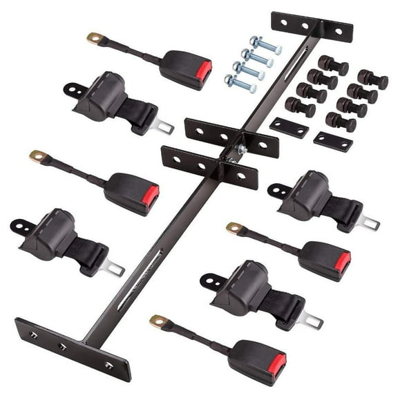 Labwork 4 Retractable Golf Cart Seat Belts and Bracket Kit For E-Z-G-O Yamaha Club Car