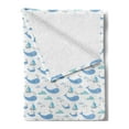 thumbnail image 2 of Whale Soft Flannel Fleece Throw Blanket, Marine Life Illustration Ships Clouds and Wind Fairytale Happiness, Cozy Plush for Indoor and Outdoor Use, 70" x 90", Pale Grey White and Blue, by Ambesonne, 2 of 5