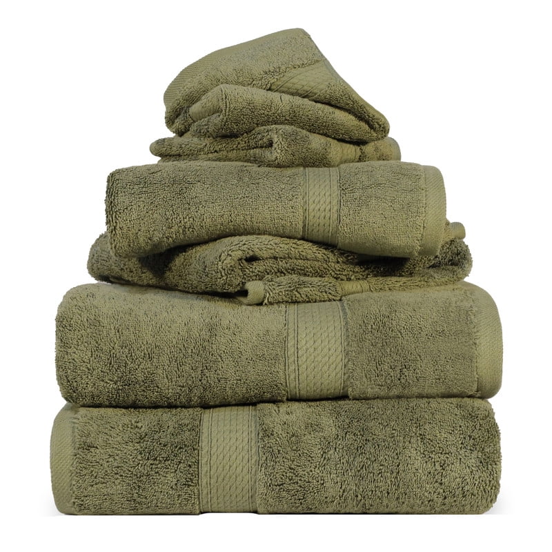 Superior 800 GSM Egyptian Cotton 6-Piece Face Towel Set, Soft Ultra Absorbent Towels, Red