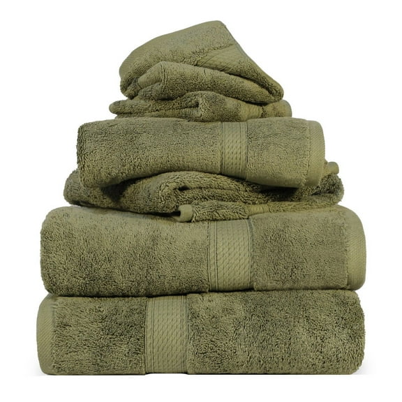 Superior Hymnia Egyptian Cotton 6-Piece Towel Set, Forest Green