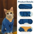 thumbnail image 4 of ROZKITCH Sticky Cat Clothes Soft Cat Recovery Suit Stretchy Cat Onesie - Hair Loss Prevention Prevents Licking Body and Leg Wounds After Surgery, Blue, L, 4 of 8