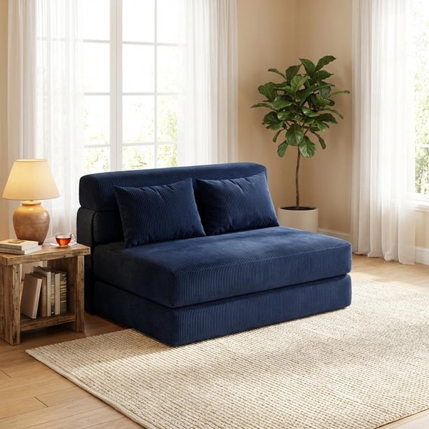 QinaQin Sofá cama plegable 4 en 1, futón de piso con espuma de alta densidad, ideal para sala, recámara, departamento o cuarto de visitas